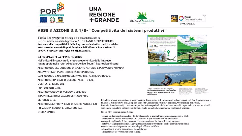 Progetto finanziato con il POR FESR 2014-2020 Regione del Veneto